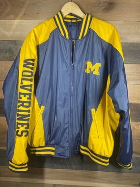 Steve & Barry's Navy and Yellow Michigan Wolverines Vintage Bomber Jacket